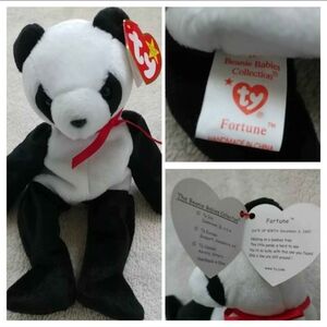 NWT! COLLECTIBLE TY BEANIE BABIES.   ~FORTUNE~  PANDA. TAG ERRORS/RARE!